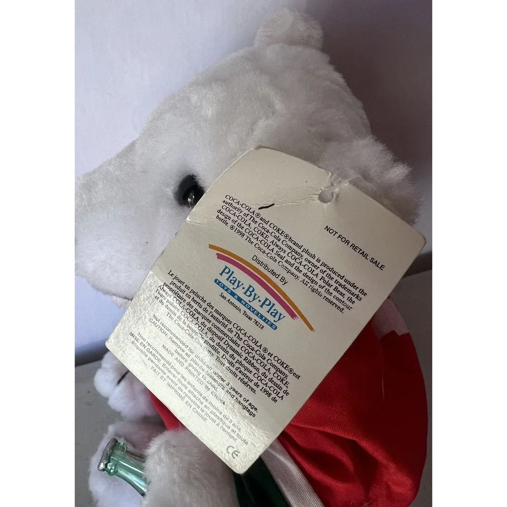Coca Cola Plush 1998 Polar Bear With Jersey & Coke Bottle 7 Inches Tall‎ Vintage